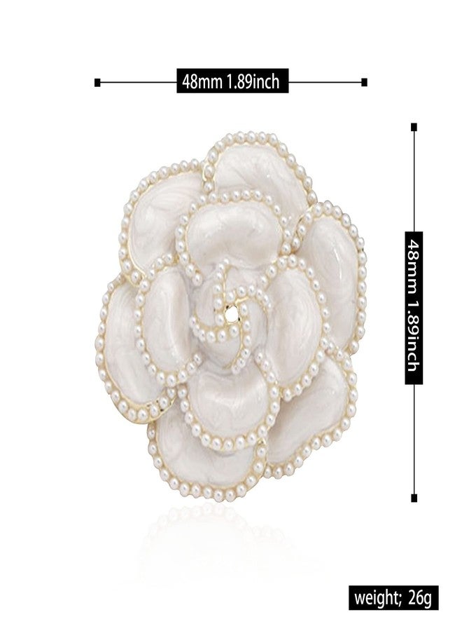 Anmpab Women's Camellia Flower Pearl Enamel Brooch Pins for Ladies Jewelry Fashion (D) - Image 4
